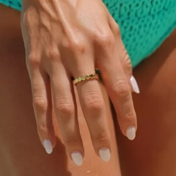 Gold Ring Everyday Non-Tarnish Gold Ring WATERPROOF Jewelry PRETTY Stacking ring - Picture 2 of 14